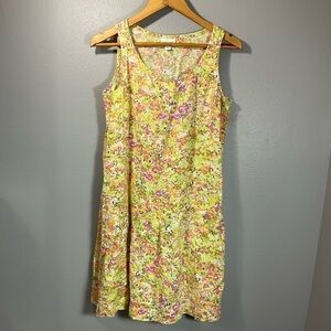 J. Jill Love Linen Pink Green Artsy Abstract Printed Shift Dress Sz XS D65